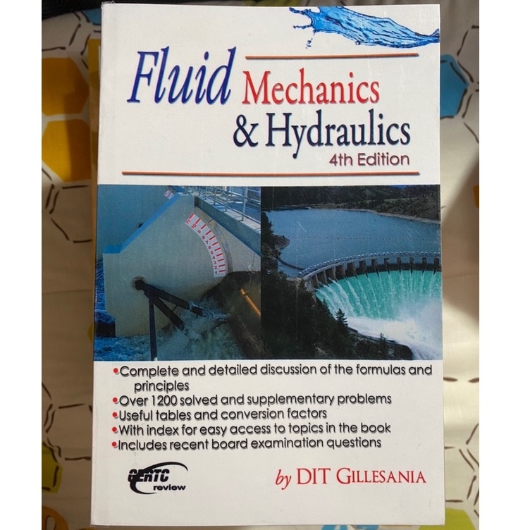 FLUID MECHANICS HYDRAULICS 4th Edition Gillesania Lazada PH