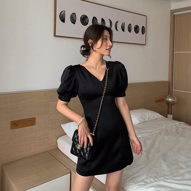 korean style black dress