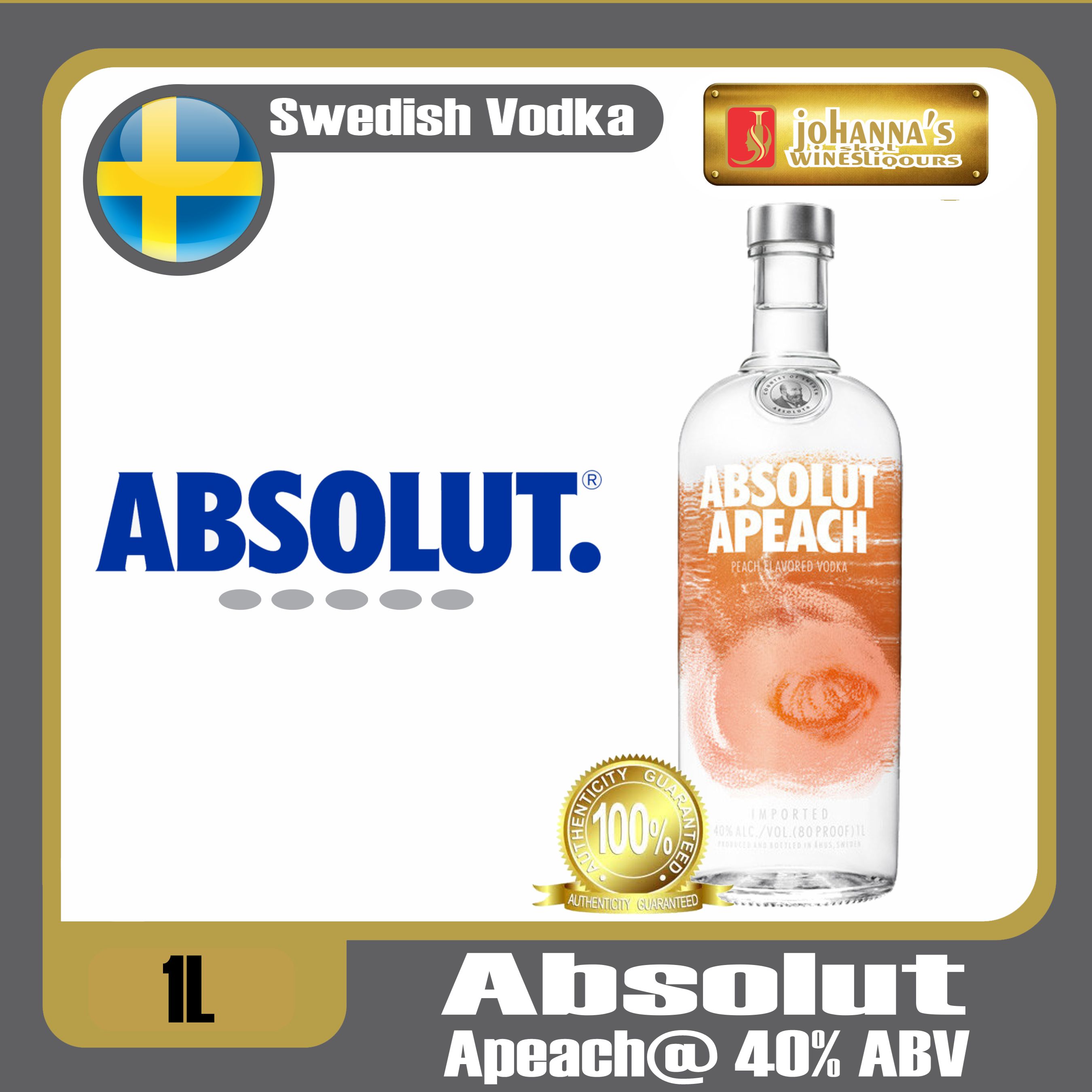 Absolut Apeach Flavored Vodka 1L Lazada PH
