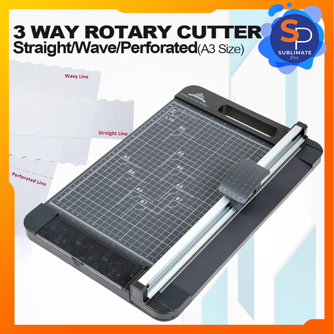 Officom Heavy Duty A4/A3 Size 3 Way Rotary Paper Cutter Trimmer with ...