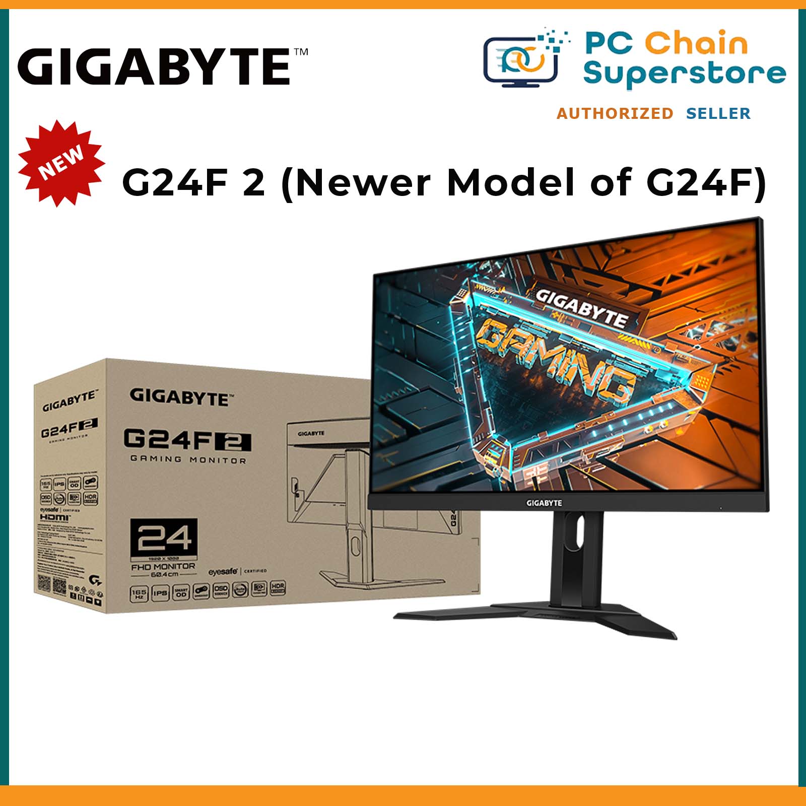 Monitor Gamer GIGABYTE G24F-2  24″ PULGADAS, Full HD 1080p, 165hz, 1ms,  Adaptative Sync – All Technologycs