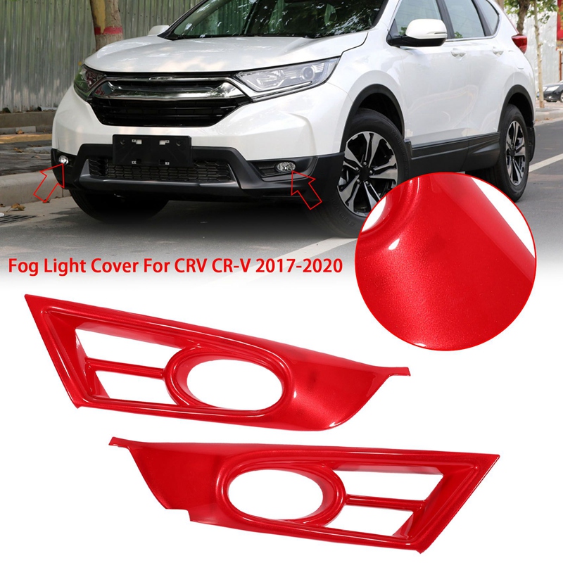 Red Car Front Bumper Fog Light Lamp Frame Cover Trims for Honda CRV CR-V 2017-2020