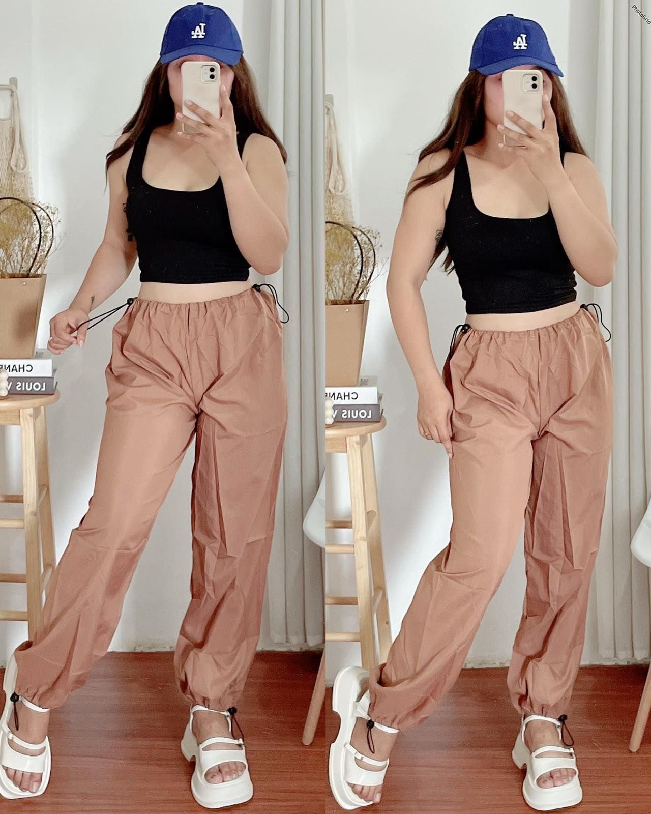 Korean fashion trendy adjustable plain jogger pants for women casual outfit