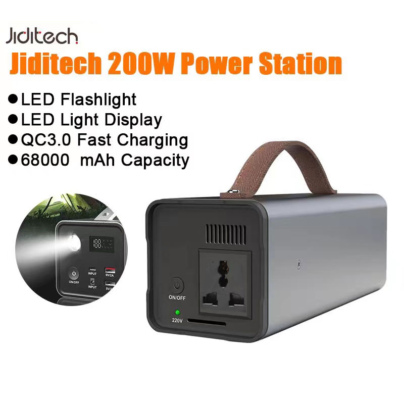 Jiditech 220V 200W Power Station 68000mAh PD Quick Charging Power Bank