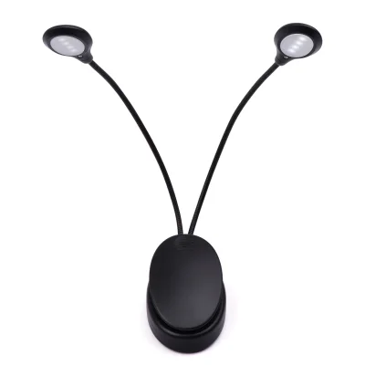 Clip-on Light Portable Clamp Lamp Reading Light with Dual Flexible Arms 8 LEDs 3 Brightness Levels for Music Stands Desk