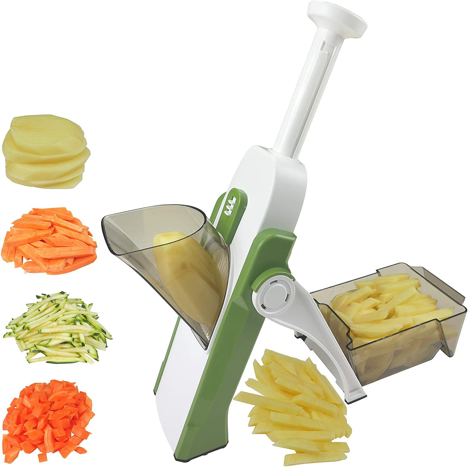 Once for All Mandoline Vegetable Slicer Adjustable Thickness Potato Onion Chopper Safe Upright Dicer (Green)