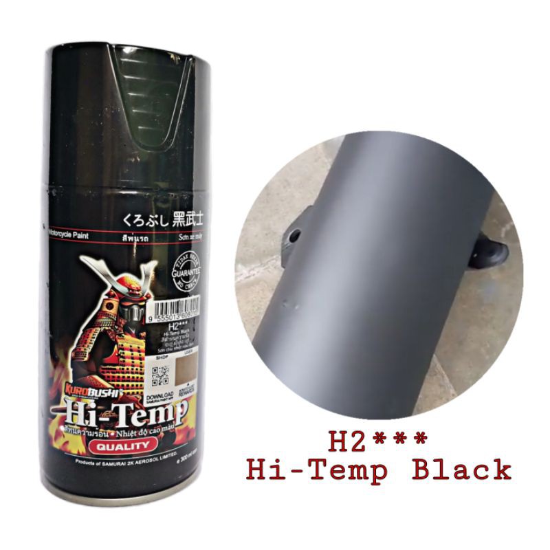 SAMURAI SPRAY PAINT Hi-Temp Black & Silver (Matte Finish Heat Resistant ...