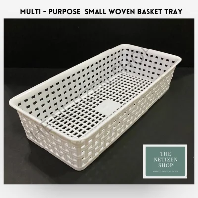 Multi-Purpose Small Woven Basket Tray White