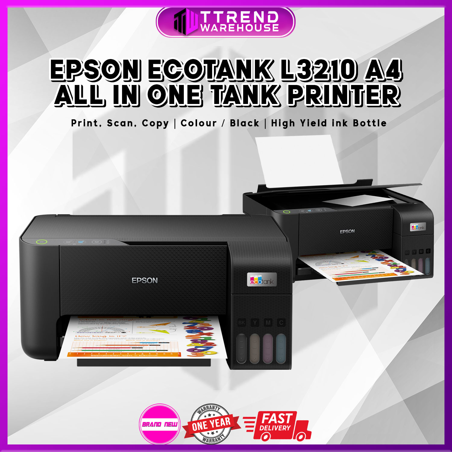 BRAND NEW EPSON ECOTANK L3210 A4 ALLINONE TANK PRINTER PRINT, SCAN