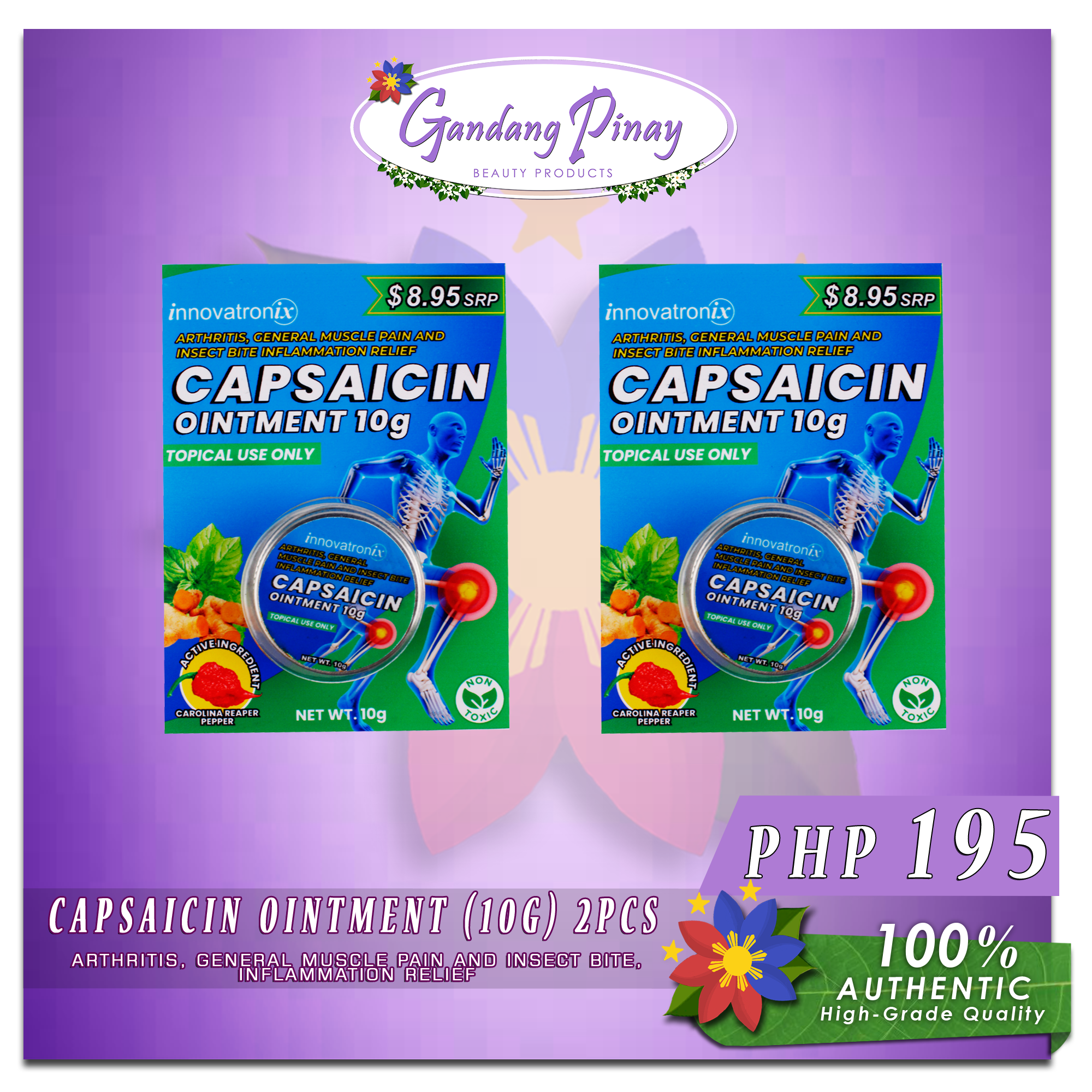 GandangPinay Capsaicin Ointment 10g Anti Arthritis Joint Wrist Finger