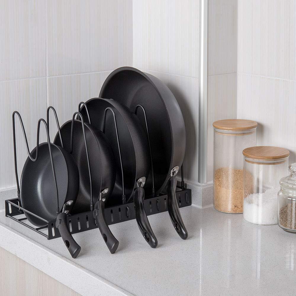 NEX Pan and Pot Lid Organizer Rack Holder with 5 Adjustable