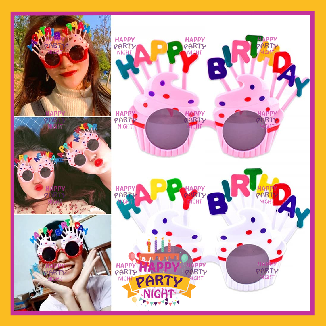 Happy Party Night Happy Birthday Funny Eye Glasses Plastic Glasses Fashion Glasses Party needs party supplies