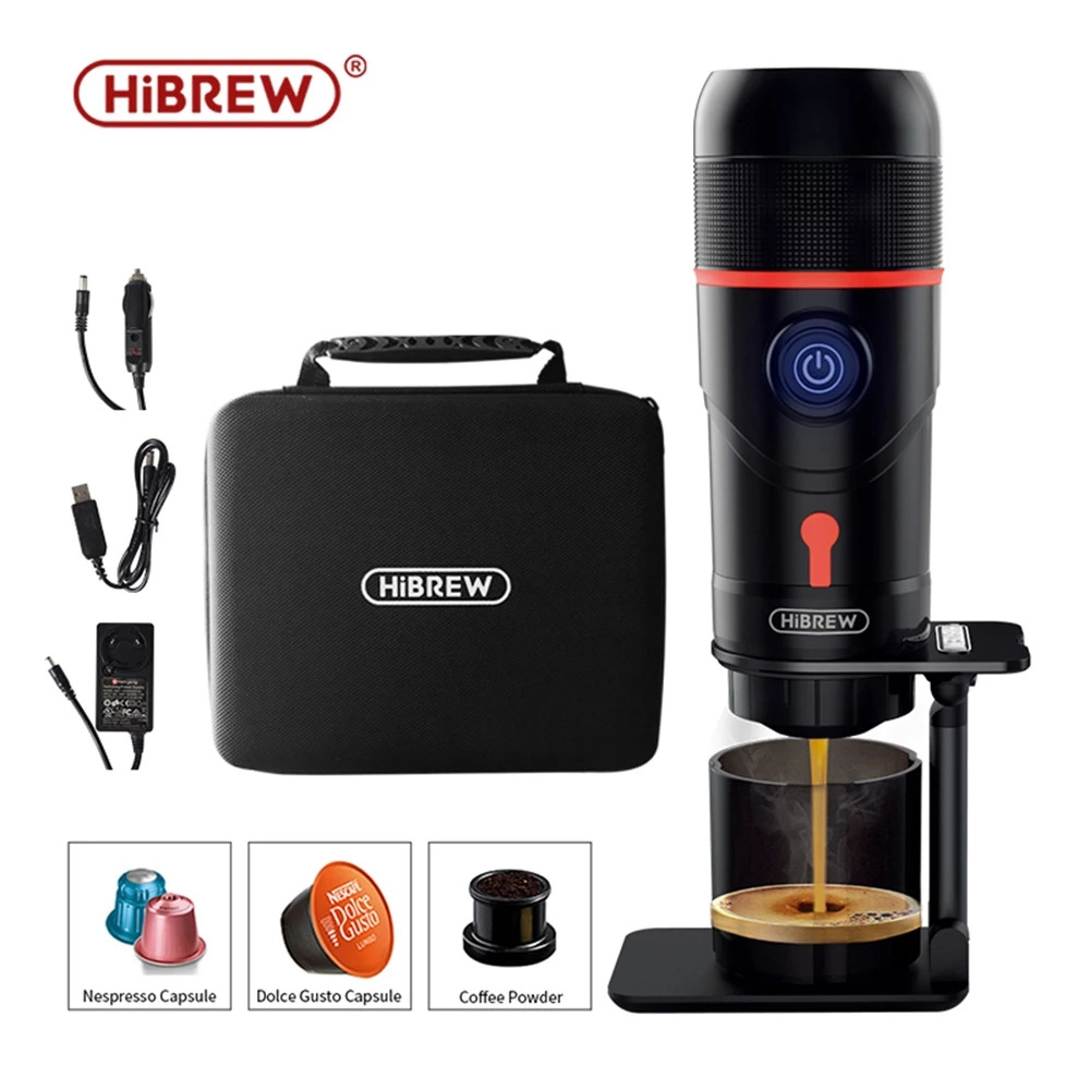 and Ground Coffee HiBREW Electric Portable 3-in-1 Multi-Function Espresso Maker for Vehicle Dolce Gusto Home Office Compatible with Nespresso Travel Basic Model 
