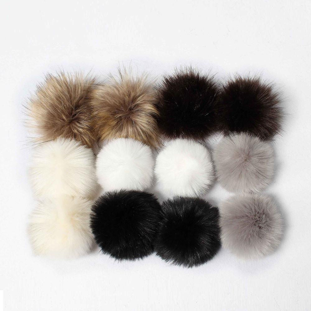 Cap For Diy 12Pcs Faux Fox Fur Fluffy Pompom Ball For Knitting Hat Hats