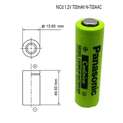 PANASONIC Cadnica NiCd AA 14500 1.2V 700mAh Rechargeable Battery N-700AAC 1pc