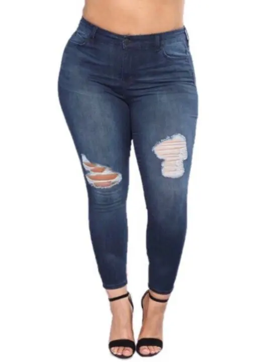 plus size skinny ripped jeans