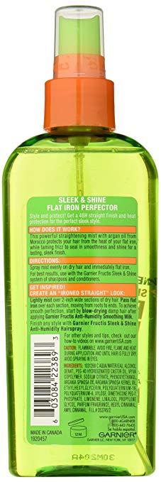 garnier fructis sleek & shine flat iron perfector straightening mist reviews