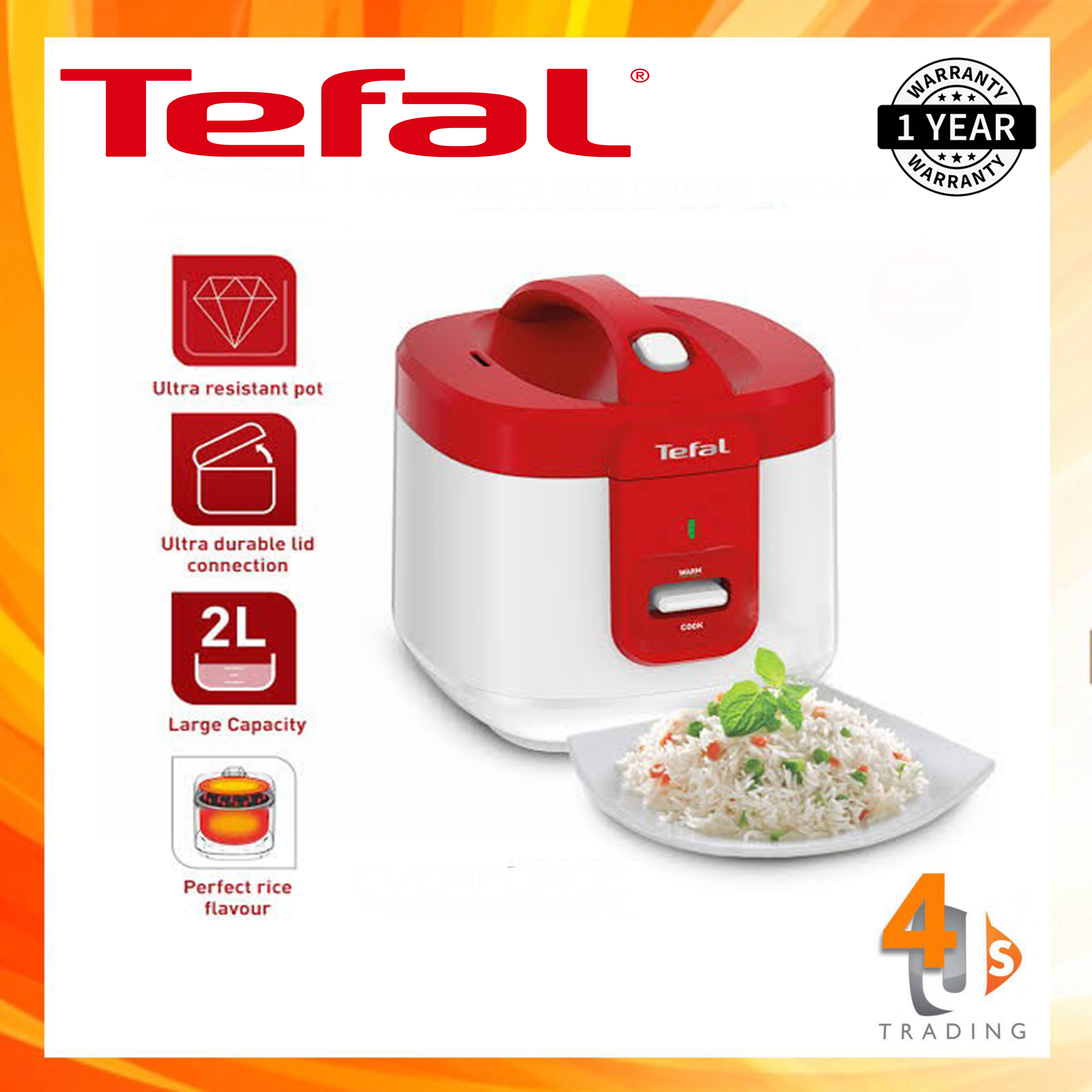 TEFAL RK3625 EVERFORCE MECHANICAL RICE COOKER 2L Lazada PH