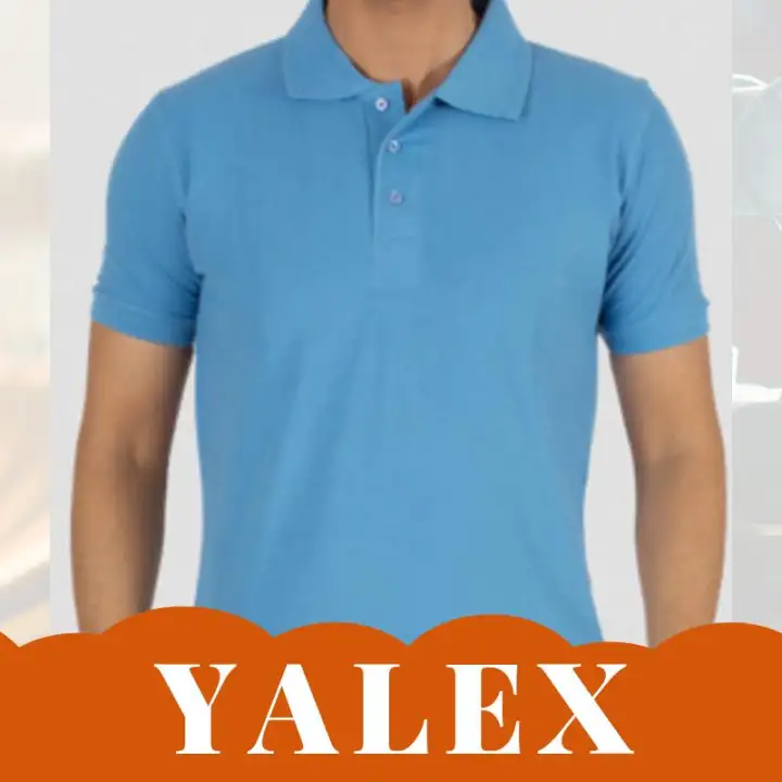 blue and gold polo shirt