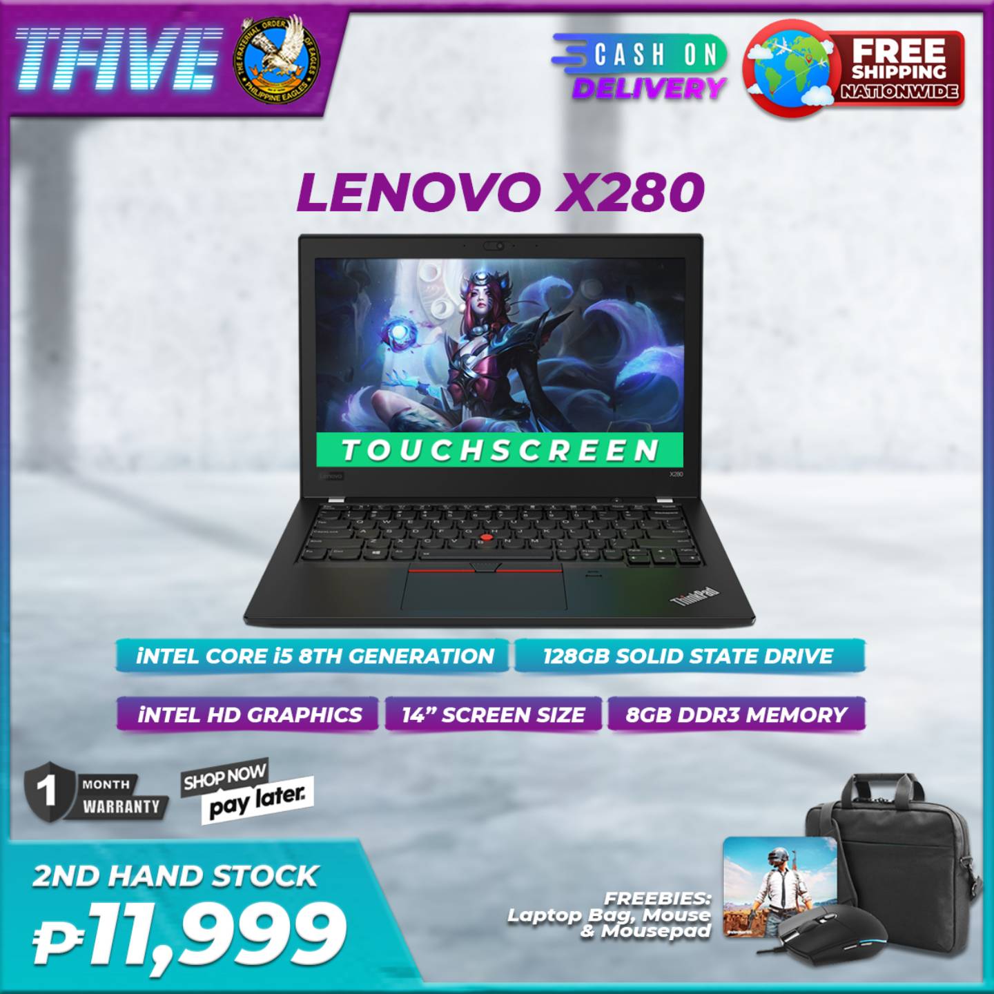 Laptop Lenovo Thinkpad x280 Intel Core i5 8th Gen 8GB RAM 128GB