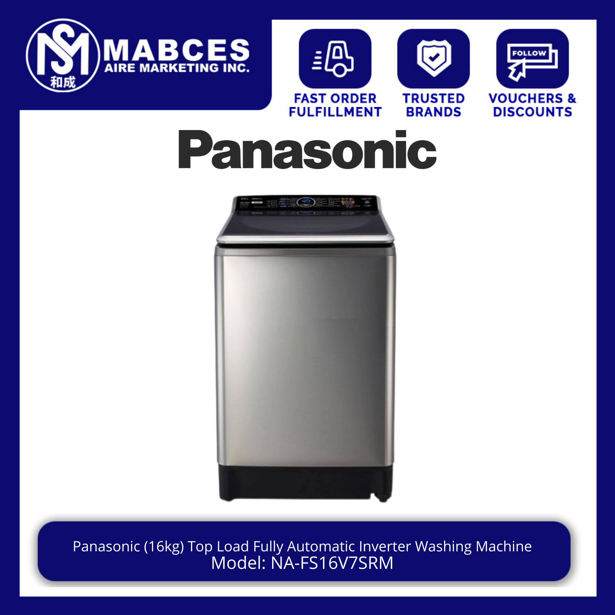 Panasonic 16kg Top Load Fully Automatic Inverter Washing Machine NA