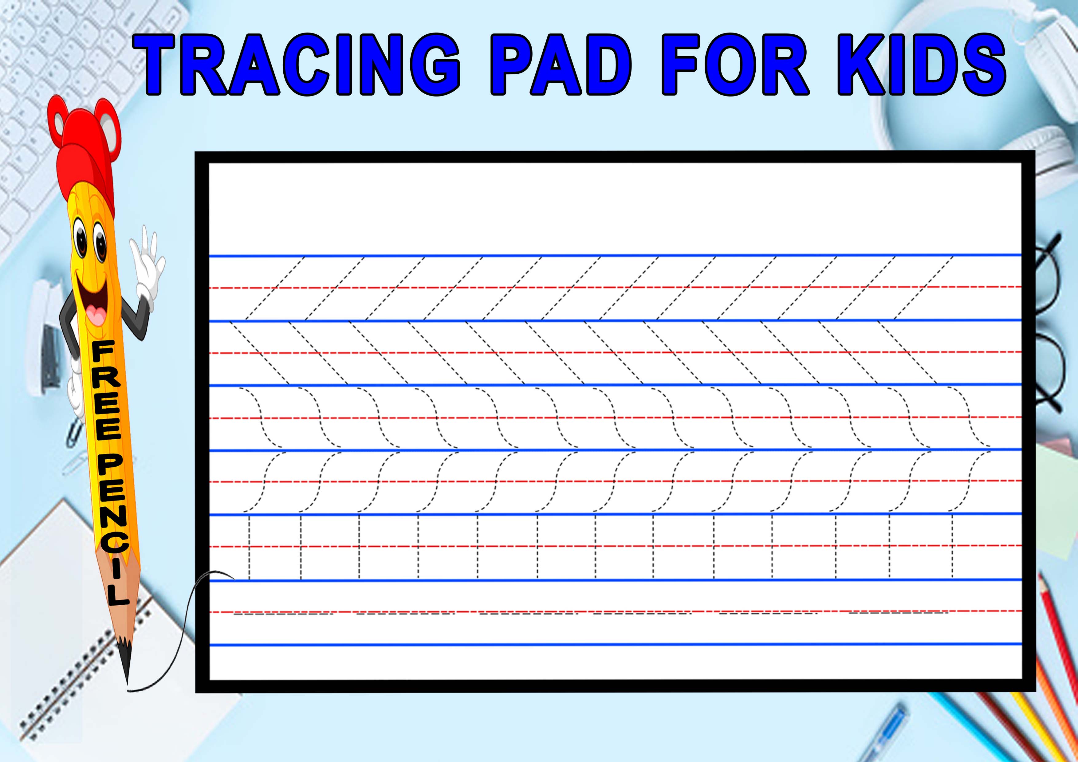 TRACING PAD for Kids 40 SHEETS {NAME, Cursive Name, Alphabet, Numbers