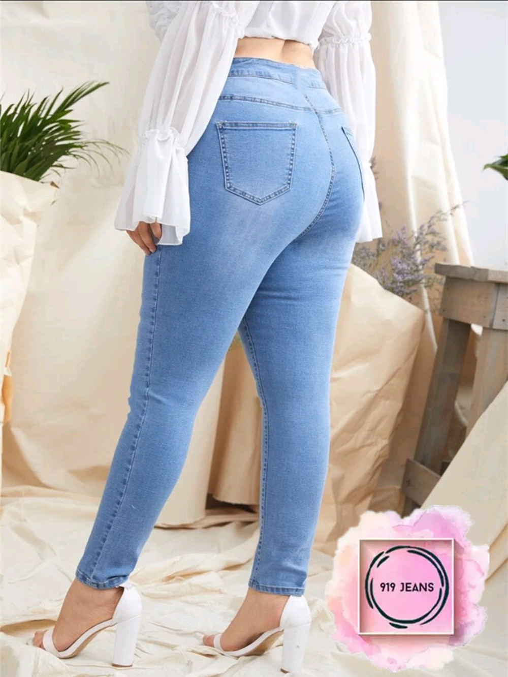 Cod 919 Jeans 5 Colors Plus Size High Waist Skinny Denim Jeans For Womens Korean Pants 2744