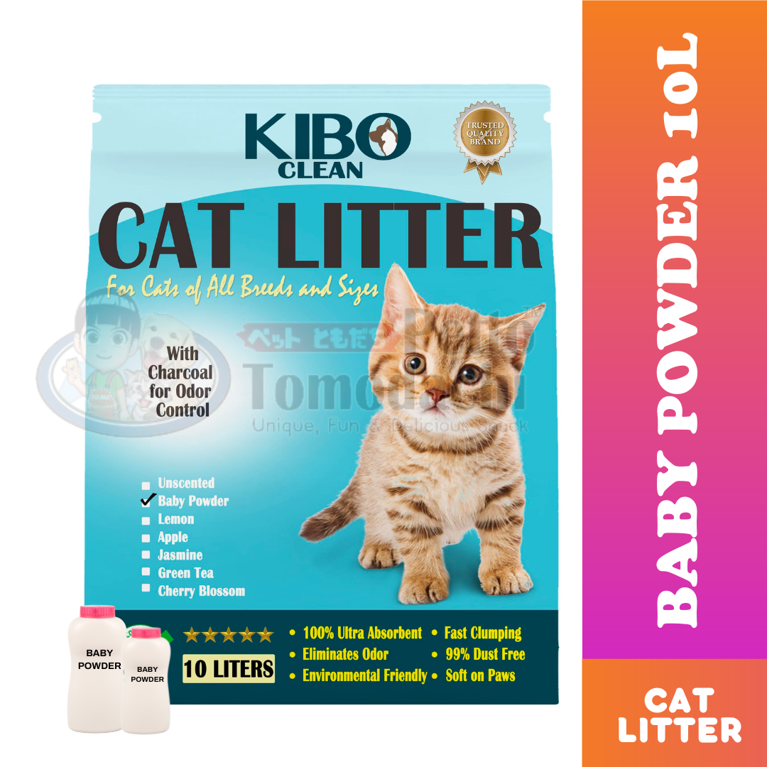 Kibo Clean Clumping and Odor Control Cat Litter Charcoal Baby Powder ...