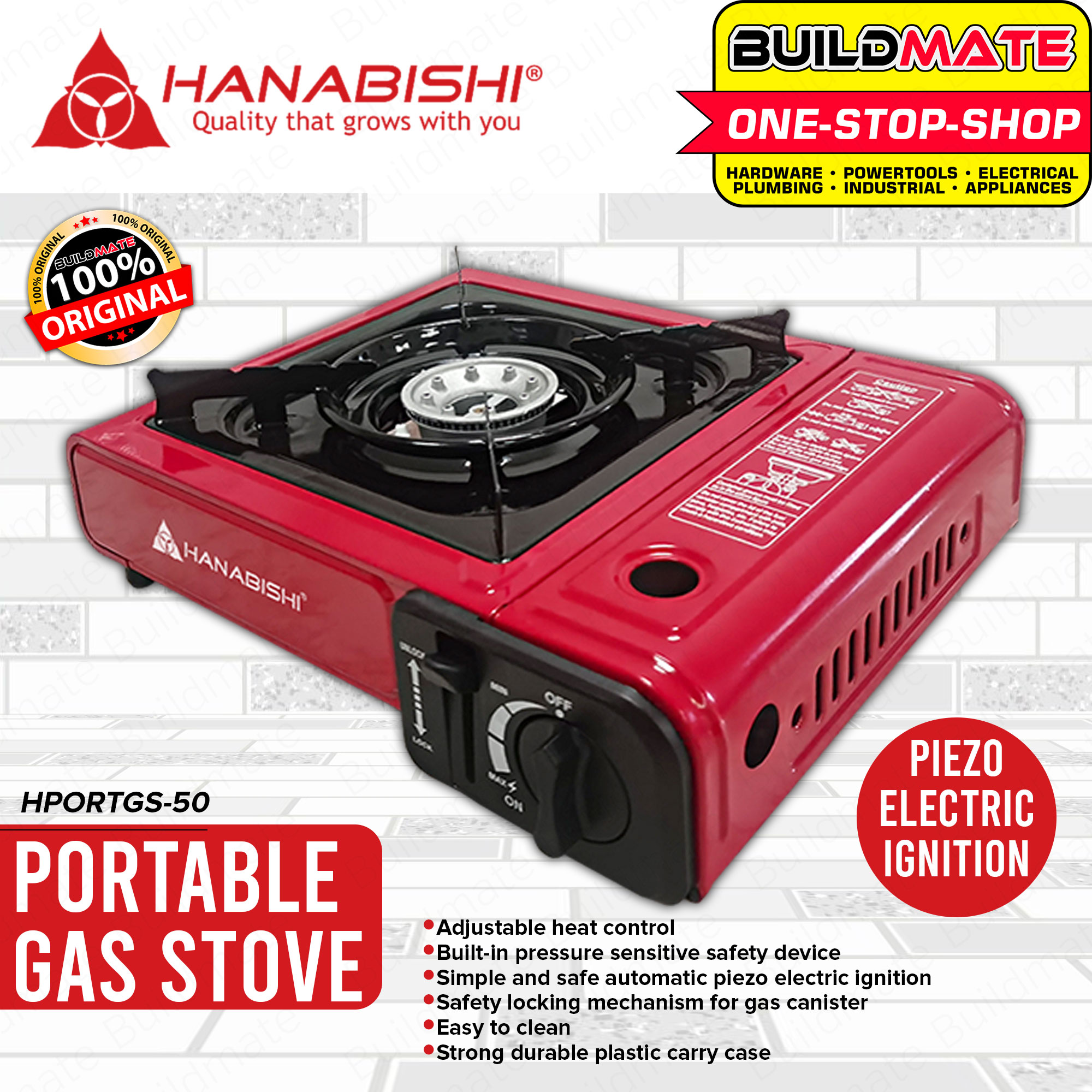 HANABISHI Portable Butane Gas Stove HPORTGS50 BUILDMATE Lazada PH