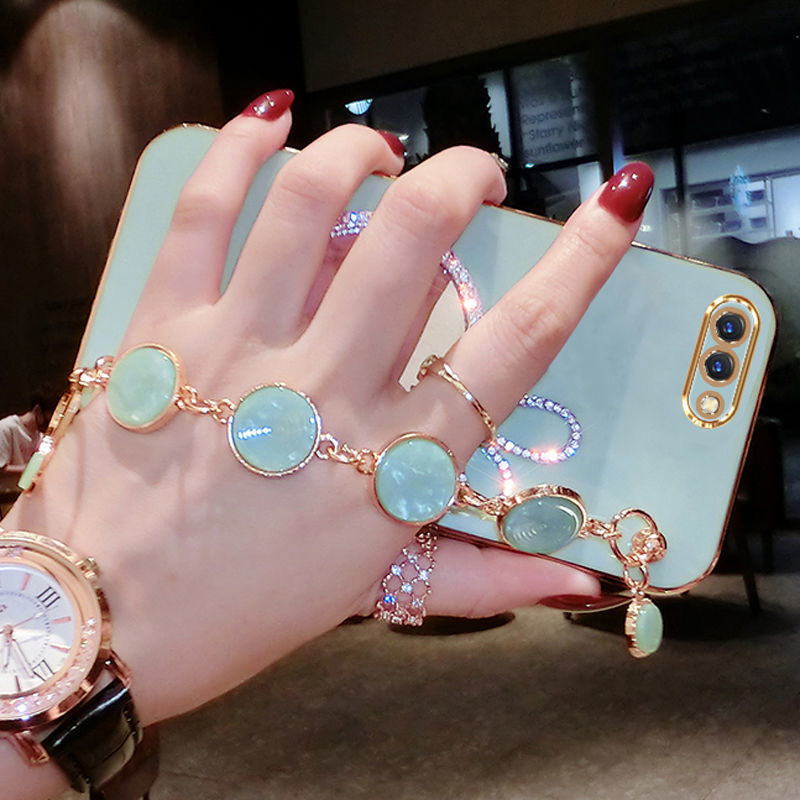 AnDyH Precise camera protection case For OPPO A3S A12E Realme C1 cases Bunny makeup mirror with gemstone bracelet