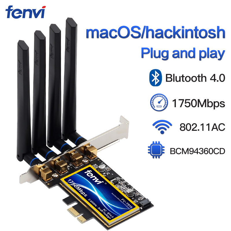 Bộ Chuyển Đổi Wifi PCIe T919 1750Mbps Card MacOS Hackinintosh Bluetooth