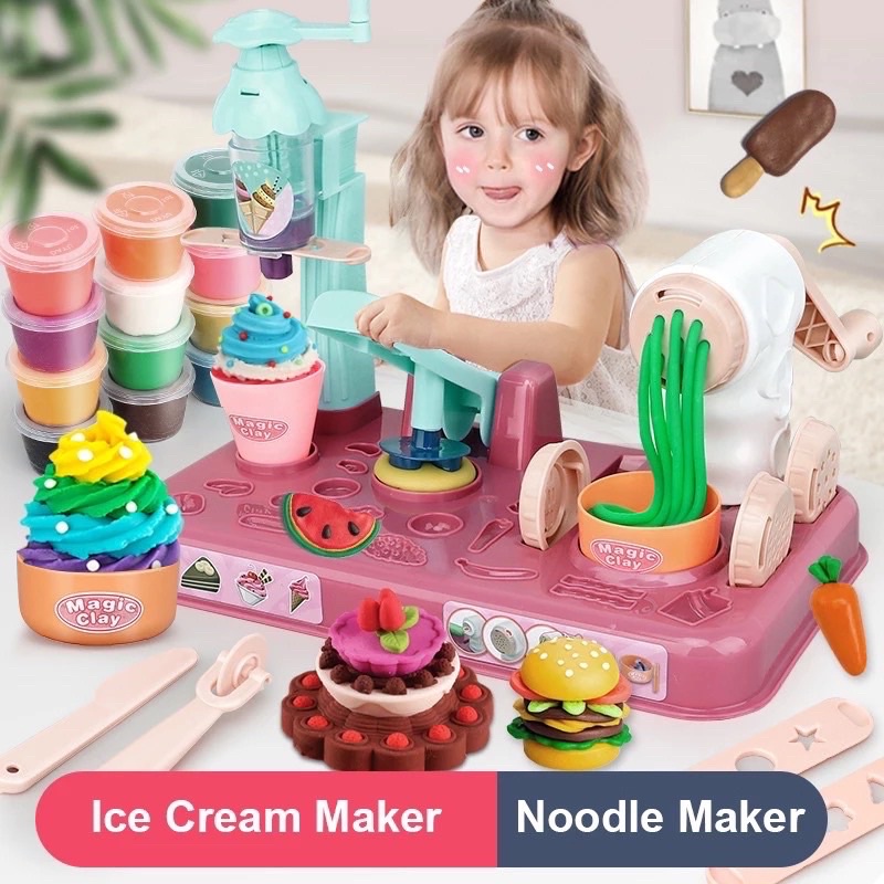 Diy Colorful Clay Pasta Machine Children Pretend Play Simulation Kitchen  Noodle Ice Cream Machine Suit Model For Girl Toys Gift - Temu Austria