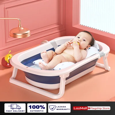 COD Large Thicken Baby Bath Tub Foldable Portable Silicon Babies Newborn Toddlers Expandable Anti-Slip Basin