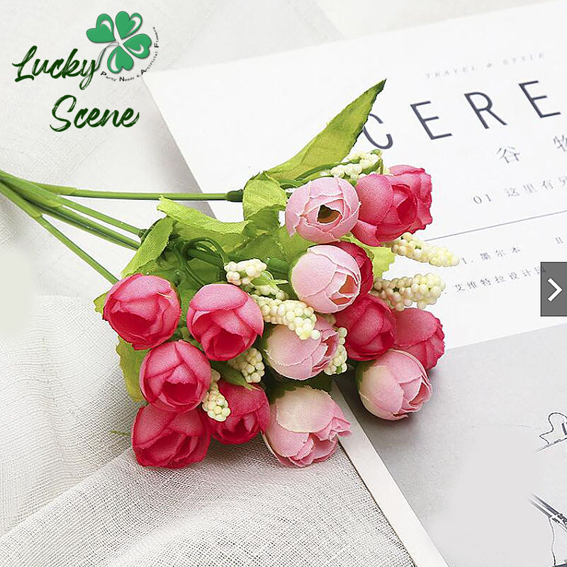 Artificial Fake Rose Bouquet Flower with Leaf Wedding Bouquet DIY