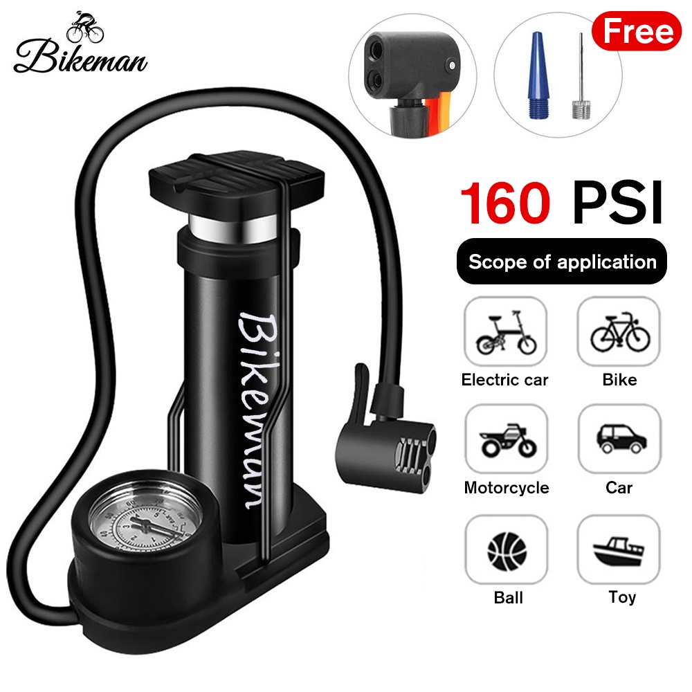 BIKEMAN Air Pump 120 PSI Portable Tire Inflator Foot Tire Pump For