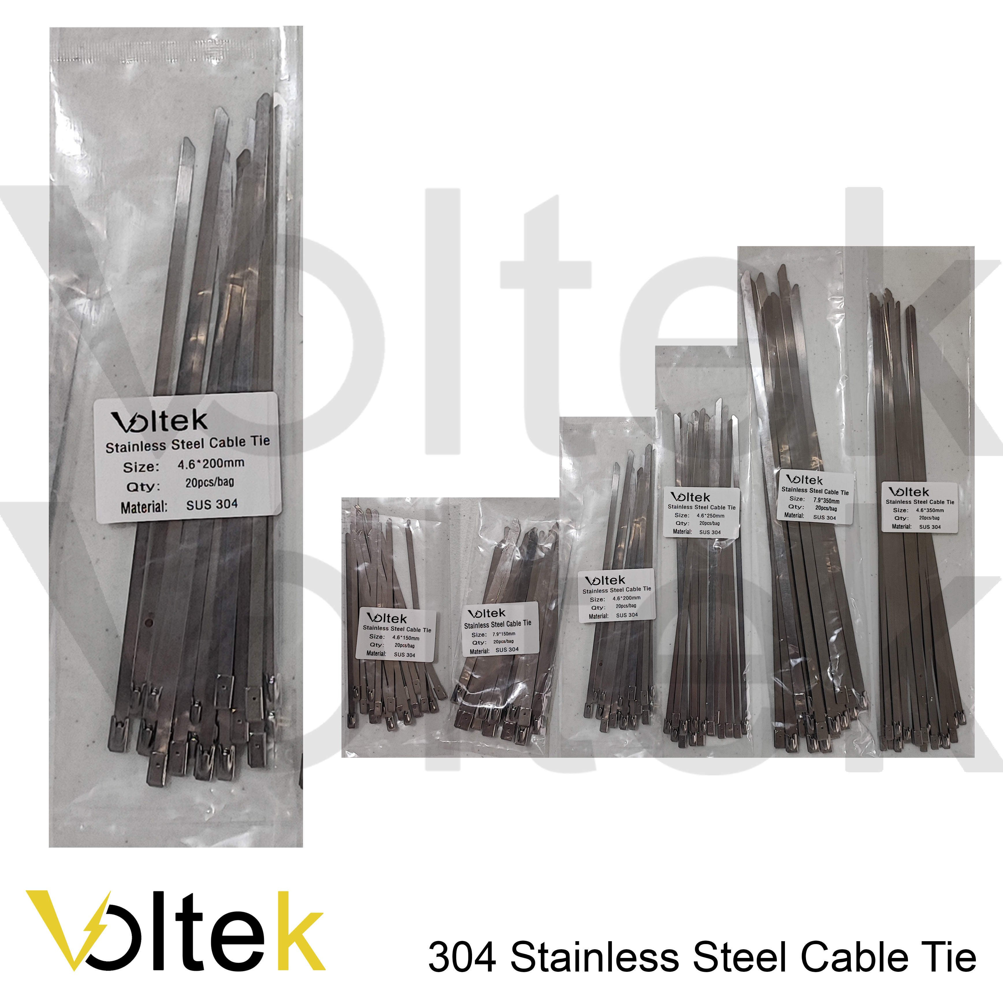Stainless Steel Cable Tie 304 Grade Reusable Self locking zipper Tie