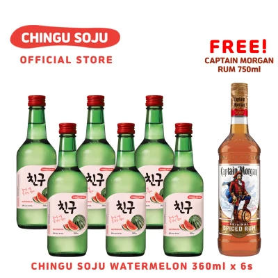 Chingu Soju Watermelon 360ml 6 Bottles With Free Captain Morgan