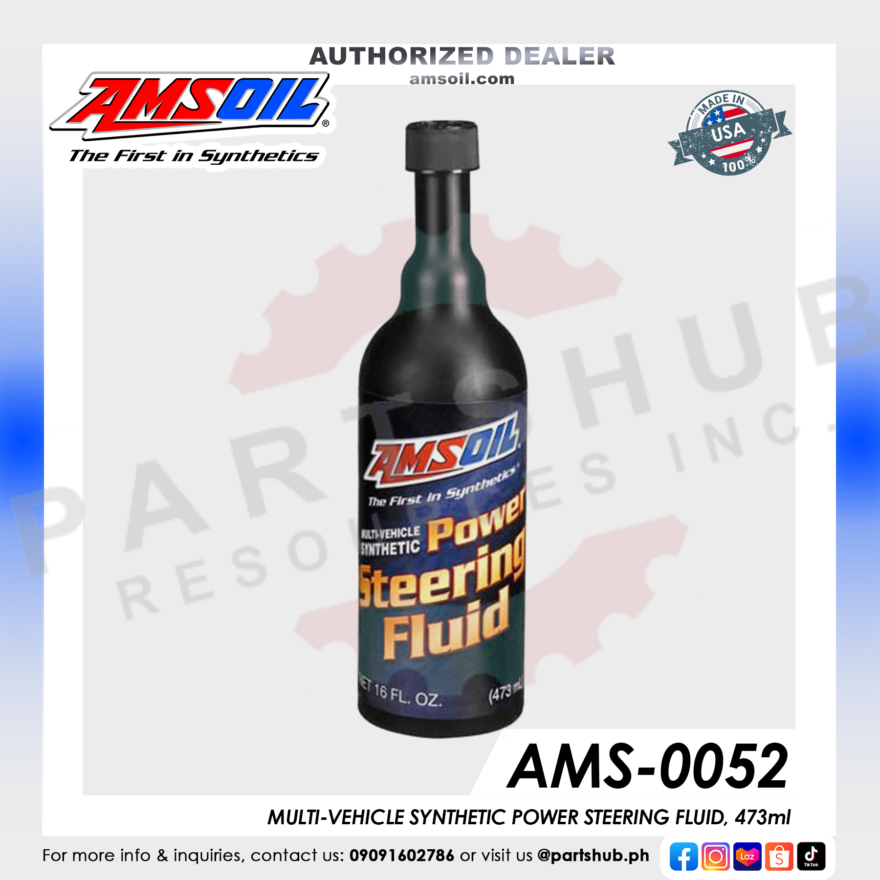 AMSOIL0052 MULTIVEHICLE SYNTHETIC POWER STEERING FLUID, 473ml Lazada PH
