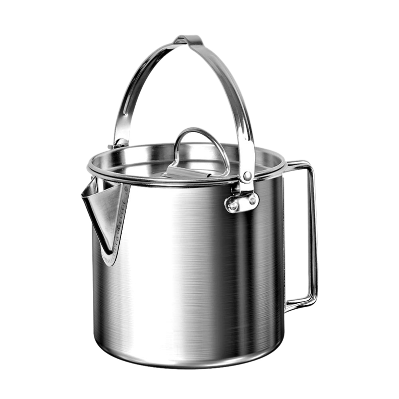 Fakrich Camping Pot, 1L Stainless Steel Portable Camping Kettle With Foldable Handle Mini Backpacking Camping Cookware For Camping Picnic Hiking