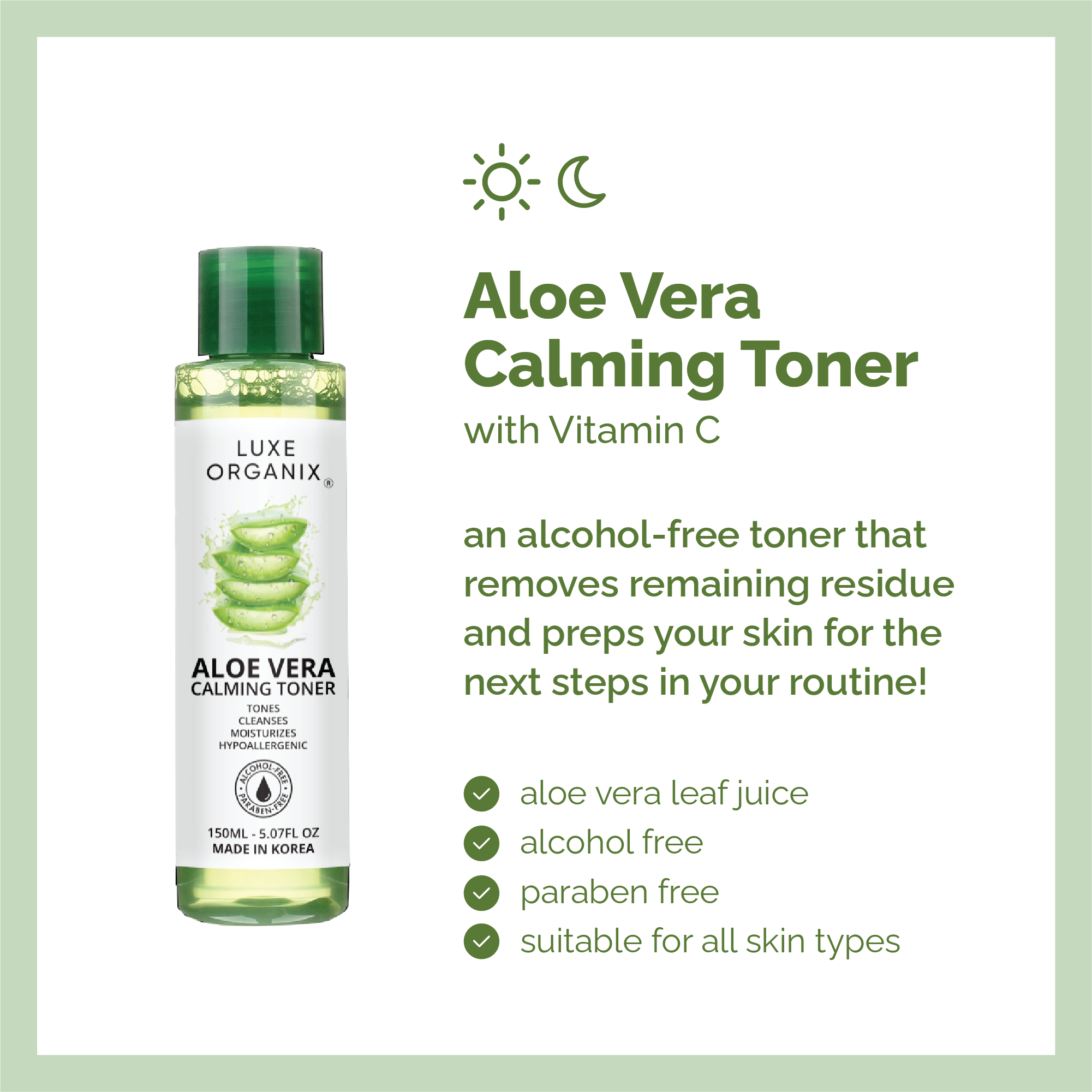 luxe organix aloe vera calming toner benefits