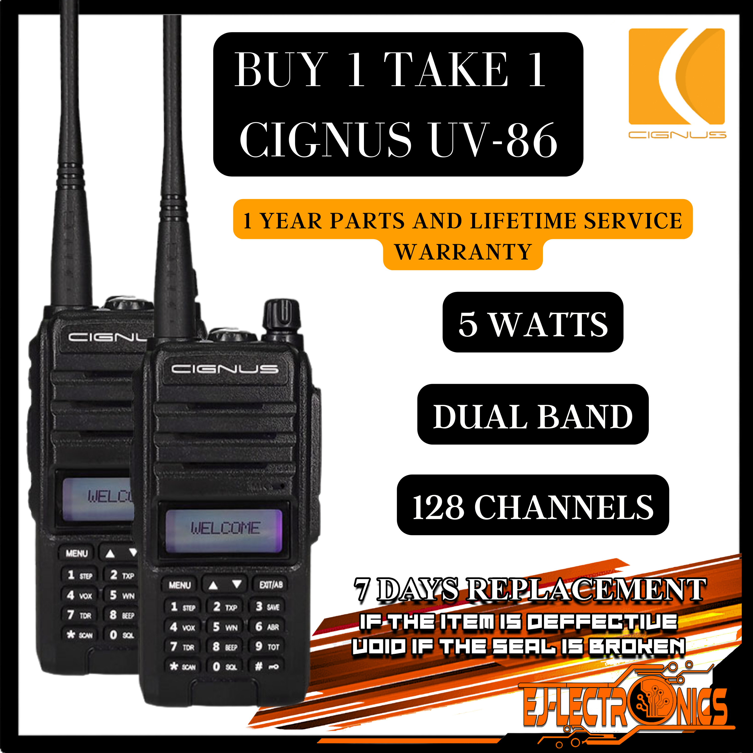 BUY 1 TAKE 1 Cignus UV86 Dual Band Water Resistant 5 Watts Power Cheapest  Dual Band NTC Type Approved Two Way Radio in the Market BUY1TAKE1 CIGNUS  UV-86 | Lazada PH