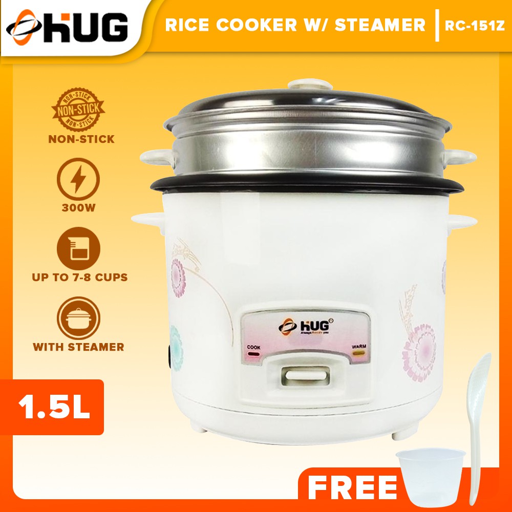 HUG 1.5 Liters Nonstick Rice Cooker with Steamer (RC151Z) Lazada PH