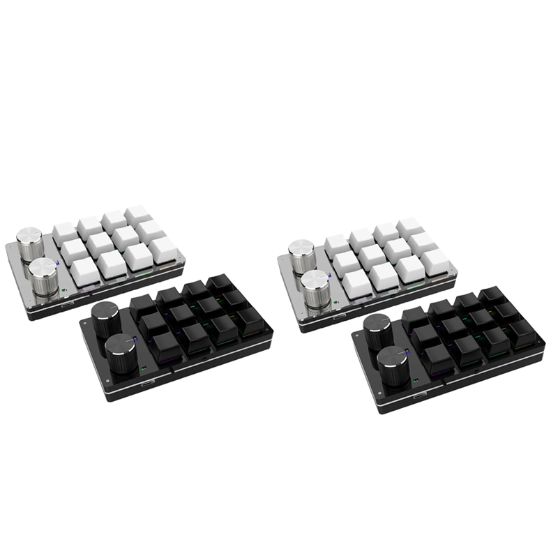 USB Macro Mini Keyboard 12 Keys 2 Knob Programming Keypad Hot-Swap Customization Gaming Mechanical Keyboard