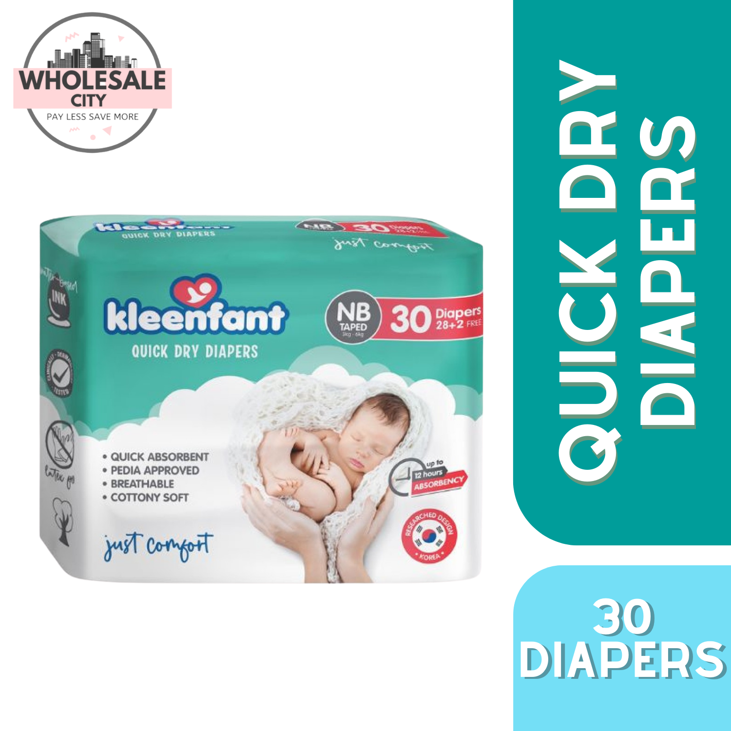 Kleenfant Diaper for Baby Taped Pants Newborn 30Diapers Lazada PH