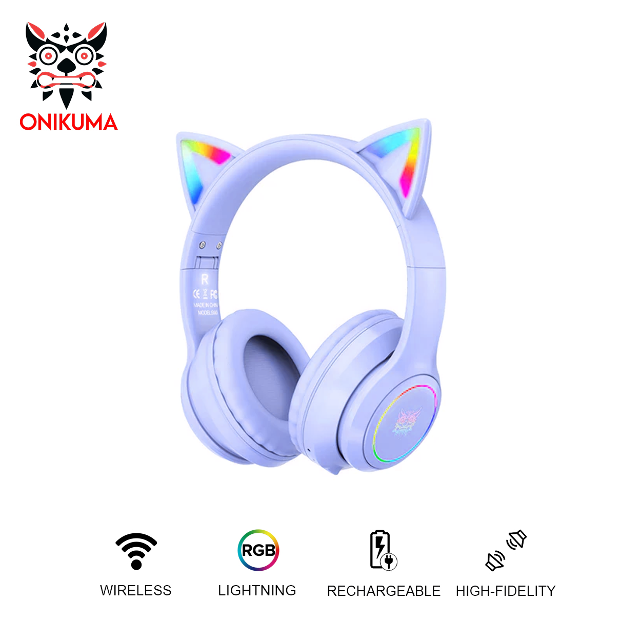 Onikuma B90 RGB Cat Ear Bluetooth 5.0 Wireless Gaming Headset – Onikuma  Gaming