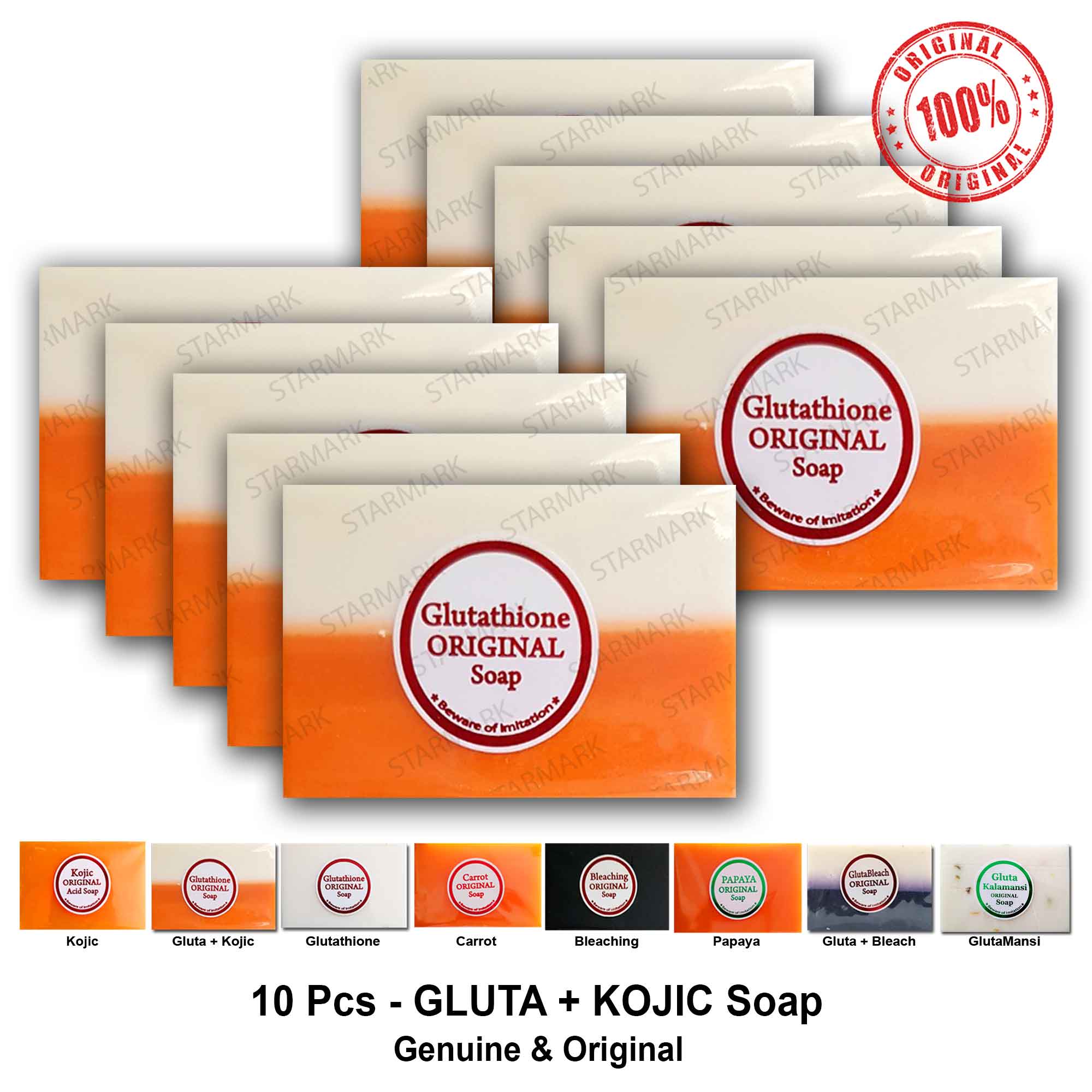 Glutathione Soap plus Kojic Soap Soaps WHITE AND ORANGE Original Clear