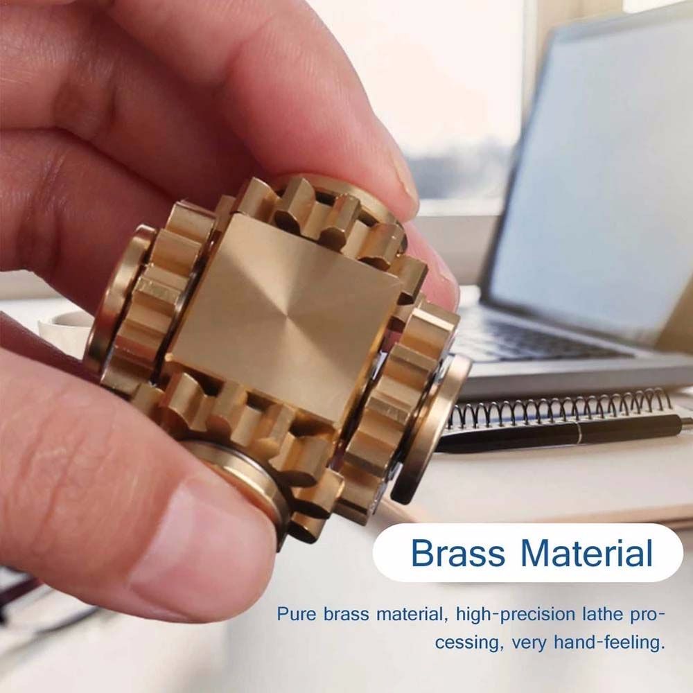 Brass Relieve Stress Gyroscope Toys Fingertip Gyro Silent Bearing Decompression Toy Finger Toys Mechanical Gyroscope Brass Gear Spinner Metal Gear Fidget Spinner