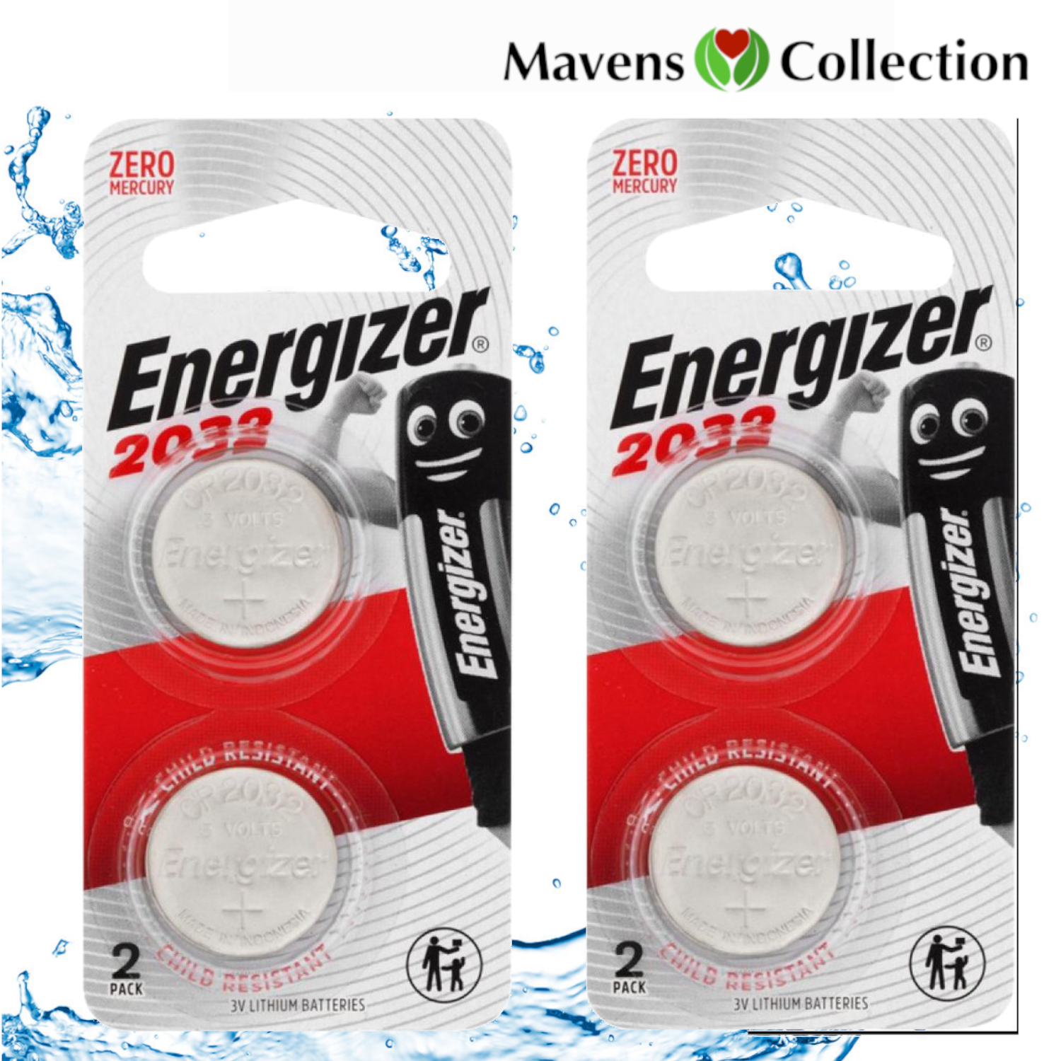 Energizer CR2032 3V Lithium Coin Button Batteries Zero Mercury 4pcs