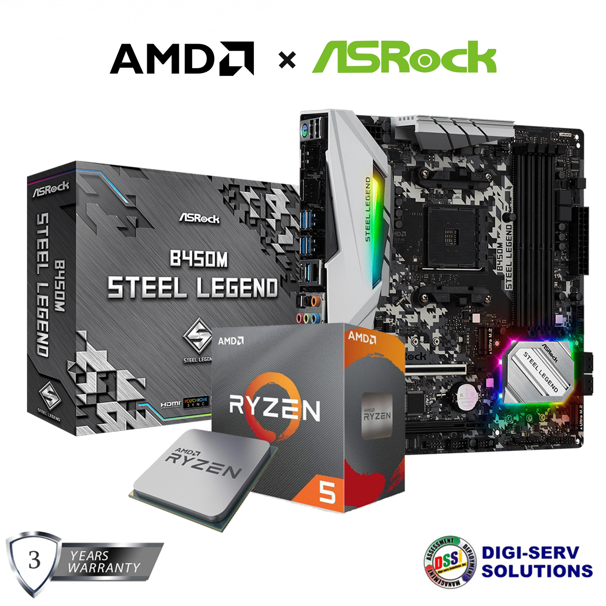 ASRock Bundle) B450M Steel Legend Gaming Motherboard with AMD ...