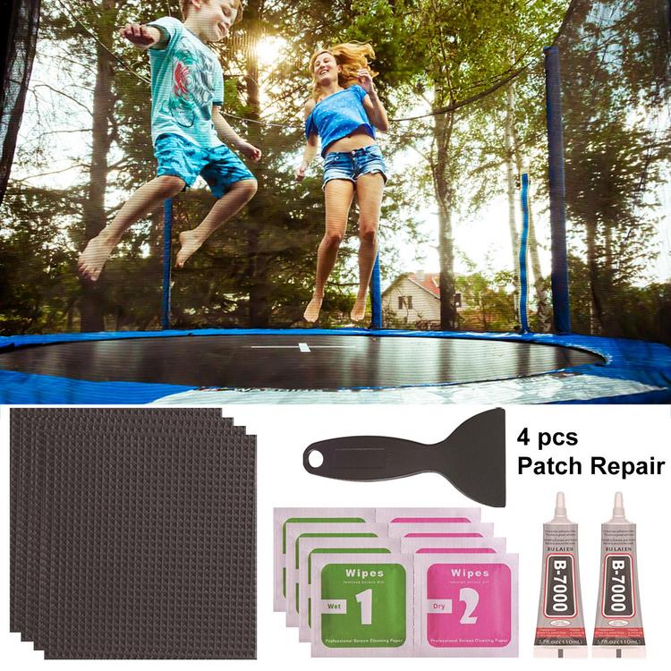 Trampoline Patch Repair Kit 4 x 4 inch Square Glue On Patches Waterproof  Tent Bounce House Patch Kit Repair Holes or Tears in a Trampoline Mat  useful